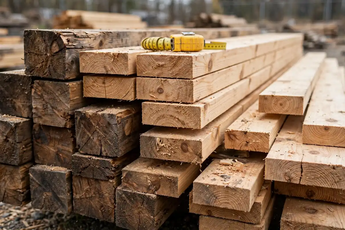 Board foot chart showing a stack of common lumber sizes